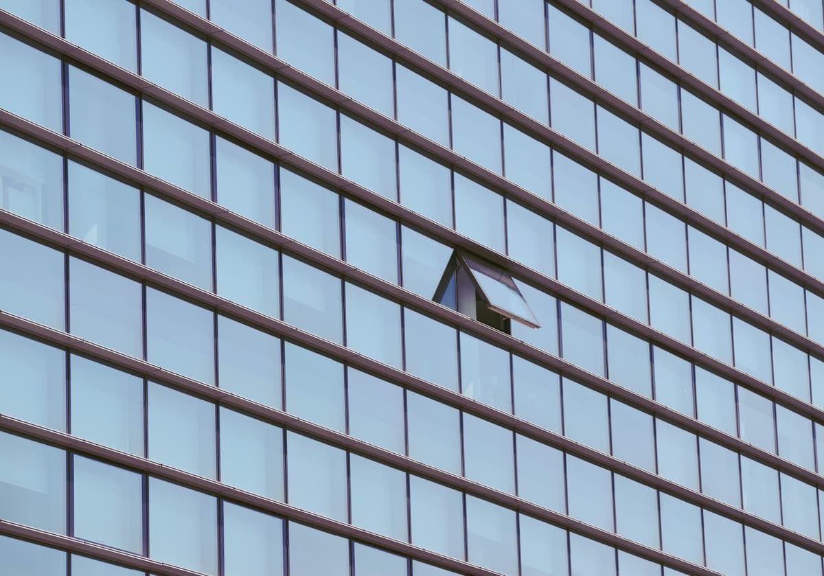 building with opened window