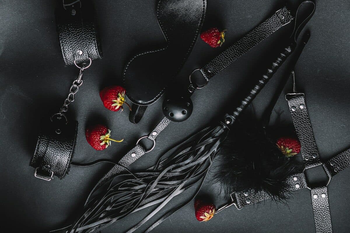 Leather Sex Accessories on Black Background