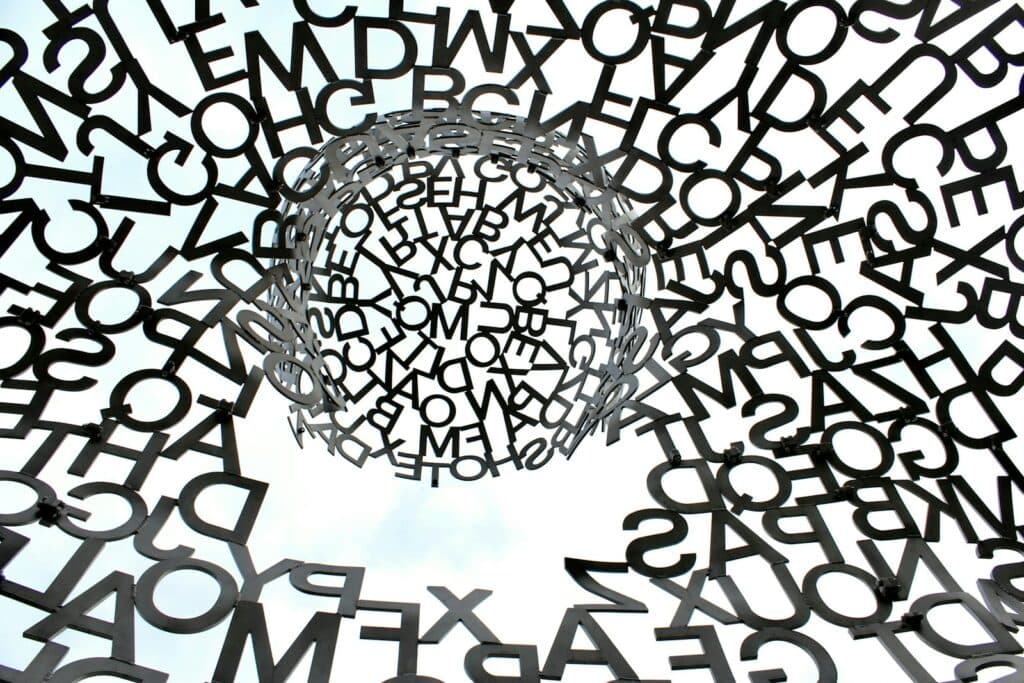 black swirl of letters