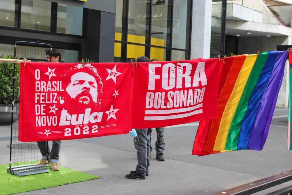 a person holding a flag